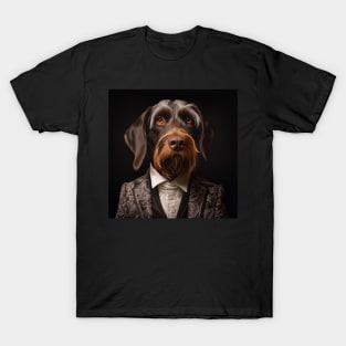 German Wirehaired Pointer Dog in Suit T-Shirt